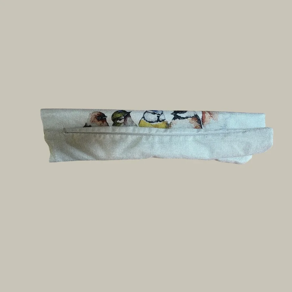 RABUSOFA Watercolor Birds Linen Lumbar Pillow Cover Rustic Farmhouse Cottagecore